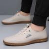 2025 Nuevos Zapatos de Primavera Delgados Transpirables para Hombre Zapatos de Cuero Británicos Zapatos Casuales Blancos Zapatos de Moda Versátiles Tenis Blancos