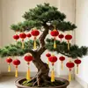 Tela afelpada, grandes adornos de linternas rojas colgantes, decoraciones para árboles, decoraciones 2026, para celebraciones de inauguración de casa y ceremonias de mudanza
