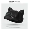 Boina de Couro com Orelhas de Gato Nova para Outono e Inverno, Um Chapéu, Chapéu Octogonal Multi-Uso, Boina Doce Estilo Coreano que Valoriza o Rosto