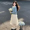 Blazer para Meninas Primavera e Outono Novo Estiloso Estilo Coreano Roupas de Outono Cardigan Suéter Tricô Super Bonito para Meninas