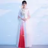 Vestido de Performance para Coro de Mujer, Vestido Largo Degradado, Nuevo Estilo Traje Rojo para Recitación de Canciones Estudiantiles, Túnica de Performance para Coro