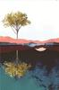 Paisagem de montanha geométrica de planta abstrata moderna Pôr do Sol Nascer do Sol floresta retrô sala de estar quarto decoração pintura pendurada núcleo