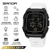 Reloj Sanda Fiesta de Estudiantes Pantalla Única Forma de Barril Multifunción Digital para Hombre Luminoso Resistente al Agua Deportivo Digital