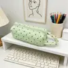 Necessaire matelassada com bolinhas rosa e azul estilo coreano, bolsa de higiene pessoal portátil para viagem de grande capacidade, bolsa simples de mão para armazenamento