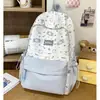 Mochila Estilo Coreano Ins Fofa de Gato em Desenho Animado para Mulheres, Grande Capacidade, Mochila Escolar Fofa com Grafite para Estudantes, Mochila Doce e Versátil