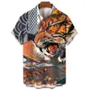 2024 Comércio Exterior Transfronteiriço Novo Europeu e Americano Masculino Tamanho Plus Casual Personalidade Impressão Digital 3D Manga Curta Camisa Roupas Masculinas