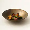 Cuenco de Pie Puntiagudo Glaseado en Oro Cocido en Horno del Fabricante, Cuenco de Ramen de Gama Alta, Cuenco para Sopa, Hermoso Cuenco para Uso Personal, Cuenco para Ensalada de Frutas