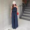 Chic Coreano Verano 2026 Conjunto de Dos Piezas de Moda: Top Camisola con Volantes en Capas + Pantalones de Pierna Ancha de Cintura Alta