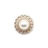 Botón doble de perla con borde dorado para mujer, estilo Chanel de encaje redondo, abrigo para camisa con incrustaciones de diamantes, hebilla de plástico para suéter