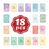 18 Cartões Motivacionais Coloridos em Formato de Estrela, Cores de Macaron, com Glitter Dourado e Frases em Inglês, Cartões de Bento