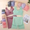 Conjunto de Bra Shorts Cruzado para Deporte, Fitness, Running, Sexy, sin Aros