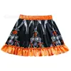Falda de Punto Personalizada Europea y Americana Transfronteriza con Estampado de Calavera, Telaraña y Calabaza para Vestido de Fiesta de Halloween para Niñas