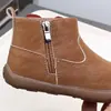Sapatos de Bebê com Forro de Pelúcia Curta, Botas de Couro Estilo Coreano para Meninas, Botas Martin de Cano Médio para Crianças 3988
