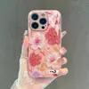 Popular Case de Celular Floral Rosa Japonês e Coreano 13 iPhone 18 Pro Max Case de Vidro Apple 17 Case de Celular Full-Cover