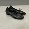 Zapatos de Salón Bajos de Piel de Cordero Estilo Francés para Mujer Punta Redonda Tacón Grueso Lazo Zapatos de Ballet para Viajes Zapatos Mary Jane Calzado para Mujer