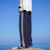 Pantalones de chándal casuales pesados para hombre, verano, talla grande, ajustados en el tobillo, pantalones de uniforme escolar, holgados, rectos, versátiles, pantalones a rayas