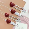 Popular Pasador de Corazón Rojo Estilo Retro Europeo y Americano Pasador Ondulado Pinza de Pato Pinza Lateral para Flequillo de Mujer Accesorios para el Cabello Tocado