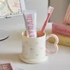 Taza de Lavado de Color Macarrón Estilo Girly con Diseño de Asa en Forma de Corazón, Adecuada para Uso en Casa, Estilo Pareja, Taza para Cepillarse los Dientes y Enjuague Bucal de Dormitorio Estudiantil