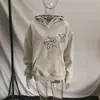 Sudadera con capucha estilo americano Y2K con estampado de leopardo y parche de estrella, sudadera con capucha retro holgada para mujer, top casual