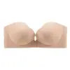 Sutiã Push-Up Tomara que Caia com Fecho Frontal para Mulheres, Sutiã Invisível Antiderrapante Sem Costura Estilo Base, Sutiã de Verão Estilo Colete com Costas Abertas