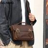 Bolso Cruzado para Hombre de Cuero Crazy Horse Bolso de Hombro Horizontal Retro de Gran Capacidad Bolso Multifuncional Simple Bolso Mensajero