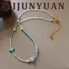 Estilo Nuevo de Primavera Fresco y de Moda Versátil Azul Trébol de Cuatro Hojas Collar de Piedra Natural con Cuentas con una Sensación de Lujo Ligero y Nicho de Gama Alta