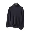 Suéter de lã masculino para outono e inverno, suéter gola alta de cashmere, suéter interno de tricô de lã com gola dupla masculina