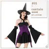Disfraz de Halloween Disfraz de Bruja Mágica Estilo Gótico Oscuro Cruz Negro Morado Vestido de Disfraz para Performance de Carnaval