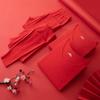 Ano novo de nascimento Vermelho sem costura terno quente Chinês casal vermelho casamento festivo homens e mulheres roupas de outono calças compridas