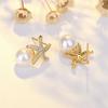 Pendientes de plata s925 populares de Corea, personalidad femenina, tendencia Joker, temperamento de estrella de mar, pendientes de oro con perla, venta al por mayor