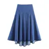 Moda Outono 2025 Camisa Jeans Decorada com Laço 5216249244 Saia Midi Jeans 9863 244