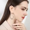 Pendientes de Plata de Ley 925 con Aguja de Cobre Blanco Plateado, Pendientes Grandes Cuadrados Grabados por Tres Lados, Pendientes de Moda Exagerados, Pendientes de Aro Grandes