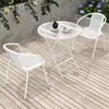 Mesa e cadeira de varanda dobráveis pequenas para exterior, conjunto de três peças branco, mesa de chá e cadeiras, mesa de café, loja de chás, loja de milkshakes, mesa de chá