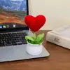 Mini planta em vaso de crochê artesanal transfronteiriço em forma de coração de lã, flor artificial de mesa, decoração de carro, presente