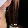 Pendientes de doble capa con forma de abanico hueco de circonita de aguja plateada estilo Chanel, pendientes versátiles, pendientes de lujo ligero de alta calidad, venta al por mayor de fábrica
