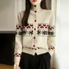 Jaqueta Cardigan Suéter Outono Novo Estilo Coreano, Casaco Curto Tricotado Gola Alta Color Block, Peça de Roupa Externa da Moda e Emagrecedora para Mulheres