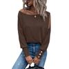 Moda Estrangeira Europeia e Americana Primavera e Inverno 2023 Amazon Wish Nova Roupa Feminina Cor Sólida Elegante Manga Bufante Botão no Punho Camiseta