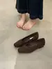 Zapatos de tacón grueso estilo francés de boca poco profunda para mujer 2025 Otoño Slip-on Puntera cuadrada Elegantes Mary Janes Zapatos de noche Mocasines para ir al trabajo para mujer