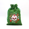 Bolsa de Regalo Navideña Verde Hierba Transfronteriza Imitación Lino Bolsa de Dulces de Santa Bolsa de Almacenamiento de Regalos Navideños Bolsa de Empaque