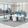 Juego de Escritorio y Sillas para 2-6 Personas, Estación de Trabajo para Personal, Sala de Computadoras, Escritorio para Personal con Pantalla, Asientos con Separadores, Muebles, Escritorio Combinado Comercial Gratuito