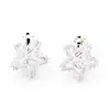 Pendientes Exquisitos de Estrella de Cinco Puntas Incrustados con Piedras Estilo Coreano Chapados en Oro Dos Tonos Versátiles Elegantes Pendientes Clip para Oreja sin Perforación para Mujer