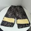 Calça xadrez rosa de caxemira, calça larga feminina, outono e inverno, forrada com lã, cintura alta, grossa, drapeada, calça casual