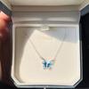 Collar de mariposa azul degradado de esmalte para mujer, diseño pequeño de verano, cadena de clavícula suave y versátil de alta gama francesa para novias.