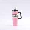 Copo de Gelo 30oz com Alça, Copo para Carro com Canudo, Copo Térmico de Aço Inoxidável 304, Grande Capacidade, Alto Valor Estético, Copo de Água para Carro