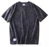 Estilo japonês Trendy Brand All-Cotton Washed American Style Vintage Tie-Dye Ombro Solto Casual Em Torno Do Pescoço Curto-Manga Camiseta Para Homens No Verão