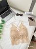 Camisola Sexy de Encaje Calado Tejida al Crochet para Mujer Espalda Bonita Taza Fija Ropa Interior Push Up Pecho Envuelto Ropa Interior Top Exterior