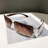 Gafas de sol de diamantes sin marco europeas y americanas para mujer, personalidad retro, estilo milenio, chica sexy, gafas y2g, gafas de sol cuadradas de moda, moda.