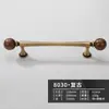 Novas Maçanetas de Madeira de Nogueira Estilo Chinês para Portas de Guarda-Roupa e Armários, Maçanetas Redondas Pequenas de Latão para Gavetas, Estilo Francês Bronze Antigo