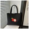 Lindo Bolso de Mano de Tela de Nailon para Tutoría Estudiantil Estilo Coreano Nuevo Bordado de Manzana de Gran Capacidad Versátil para Compras Bolso de Hombro