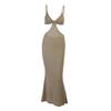 Vestido Sexy Novo de Comércio Exterior Transfronteiriço 2021 com Design Costas Nuas, Elegante e Justo Sexy para Boate com Recortes e Alças Finas Tendência
